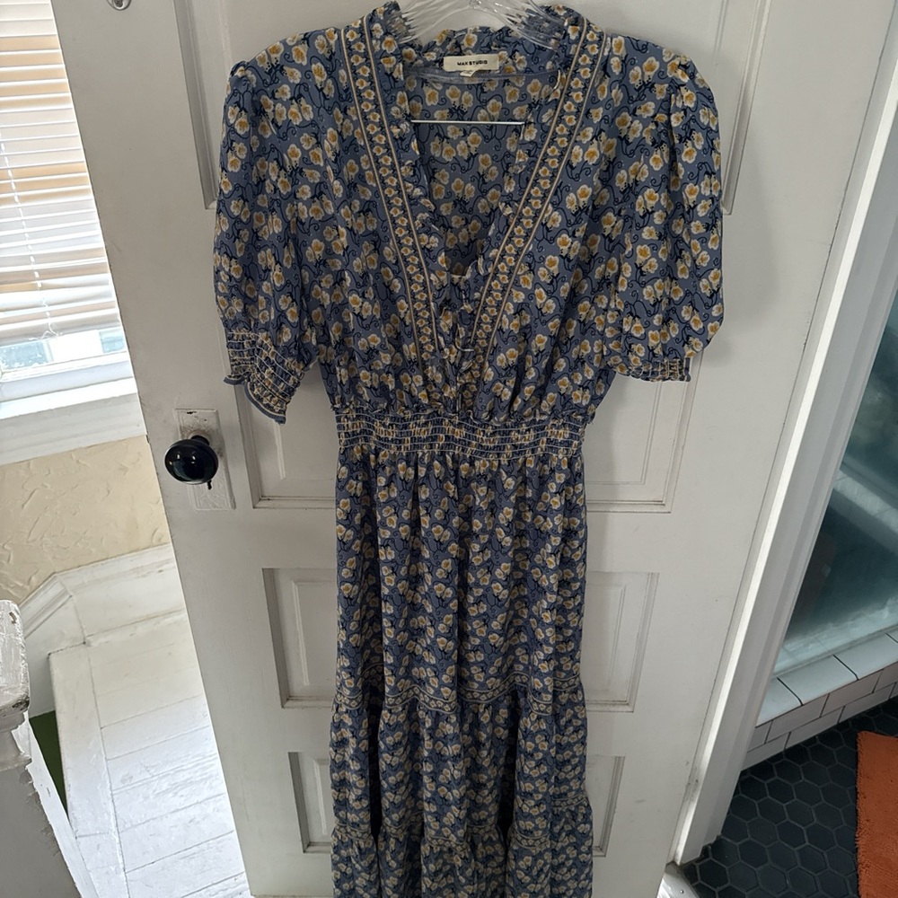 Floral Blue and Yellow Women's Dress